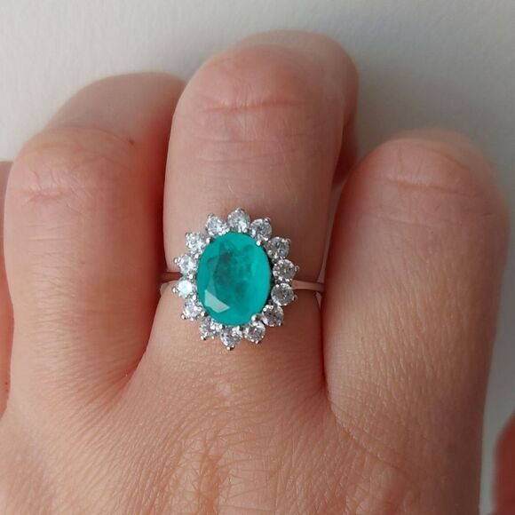 925 Silver Paraiba Tourmaline Ring - Picture 6 of 11